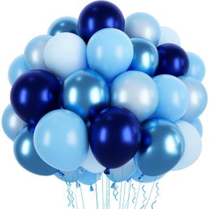 5 x 60Pcs St 12 Inch Dark Light Blue Balloons for Birthday Party Supplies, Latex Helium Arch Garland Kit, Boys Girls Themed Decorations, Baby Shower Favors (Blue)