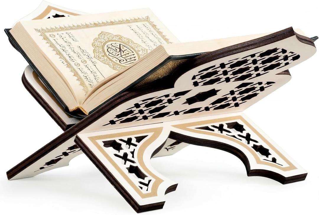 Weysat Quran Stand Bible Stands for Reading Quran Bible Holder Rehal Wooden Carved Eid Decorative Book Shelf Islamic Rehal Gift for Reading Religious Texts Durable Support