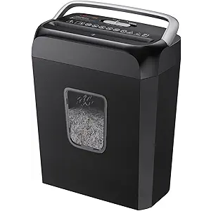 Bonsaii Paper Shredder for Home Use, 3.4 Gal Wastebasket, 6 Sheet Crosscut Paper Credit Cards, Staples, and Clips Shredder for Home Office Use, Portable Handle Design (C237B )