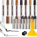 DEWEL Dual-Tipped Furniture Markers Touch Up, Upgrade 17 Pcs Wood Furniture Repair Kit, Wood Touch Up Markers and Wax Sticks with Repair Tools, Easily Repair Wood Floor Scratches, Wood Stain and Dents