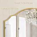 Scalloped Gold Wall Mirror, 36x26 Inch Arched Mirror Decorative, Elegant Mirror Wall Decor for Entryway, Bathroom Vanity, Hallway, Fireplace