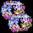 LovesTown 60PCS Glow in the Dark Party Supplies, Flower Crowns for Women Light Up Flower Crown, Light Up Party Favors for Easter Raves Birthday Wedding Reception Mardi Gras Cosplay