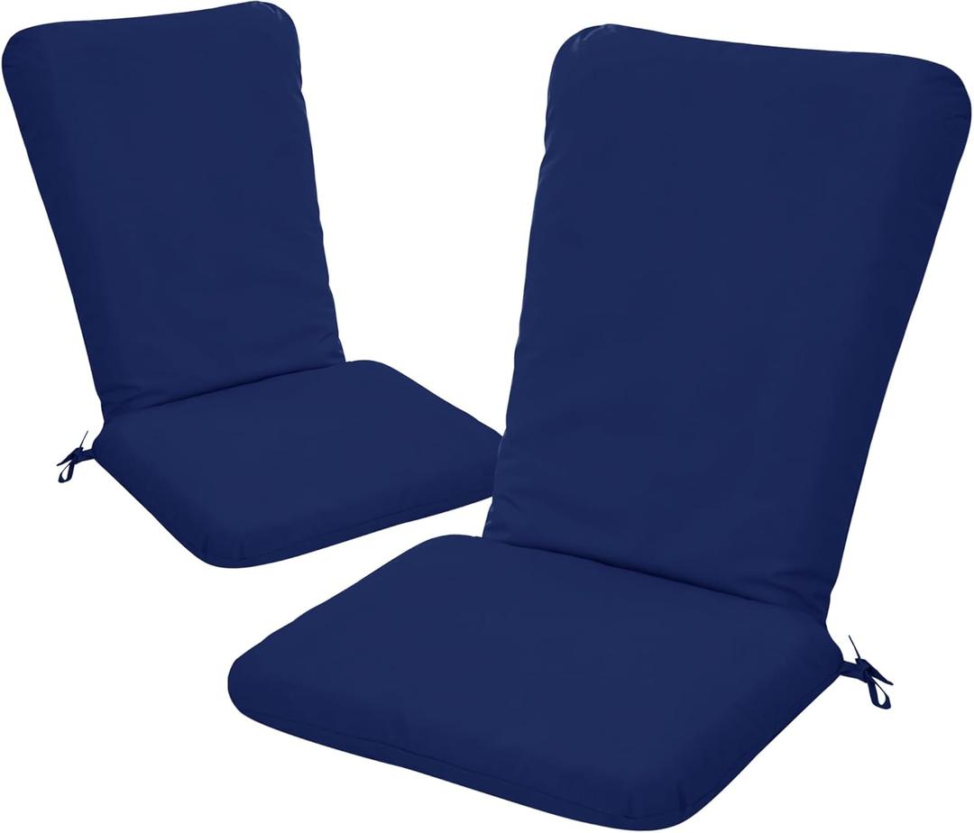 Adirondack Chair Cushion Set of 2-18''x18'' Seat & 18''x27'' Back, Outdoor Rocking Chair Cushions with Waterproof, Fade-Resistant, Removable & Machine-Washable Covers, Navy