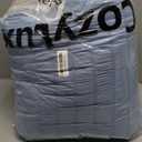 CozyLux King Size Comforter Set Grayish Blue Seersucker 7 Pieces Bed in a Bag King Comforter Set with Sheets, Dusty Blue Luxury Bedding Set with Down Alternative Comforter, Sheets, Pillowcases & Shams