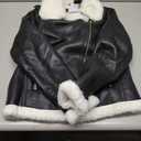 DIASHINY Women's Faux Shearing Fur Winter Coat Warm Thick Fur Lined Faux Leather Jacket (039 Black-White,S)