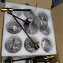 8 Light Glass Globe Ceiling Light Black and Gold Mid Century Flush Mount Sputnik Light Fixture Bubble Chandelier Living Room Farmhouse for Dining Room Kitchen Bedroom