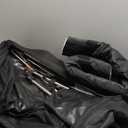 Veraste 42 Inch Collapsible Travel Dog Crate for Medium Large Dogs, Portable Dog Crate 4-Door Foldable Soft Kennel with Chew-Proof Mesh Windows for Indoor & Outdoor Travel, with Storage Bag, Black