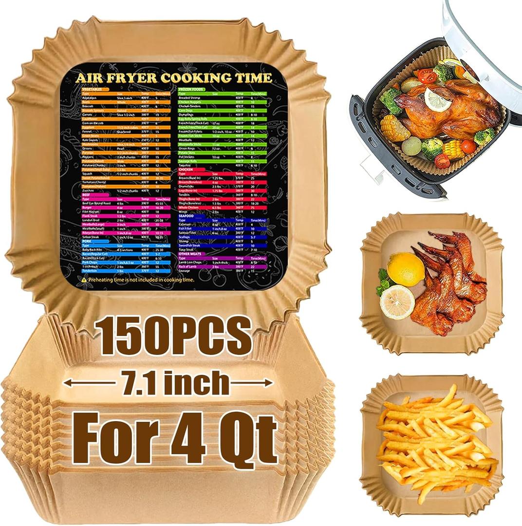 Air Fryer Liners 4QT for Chefman Air Fryer, Airfryer Liners Disposable 7.1 Inch Air Fryer Paper Liners for Instant Pot Vortex Plus 4QT Air Fryers, 150PCS