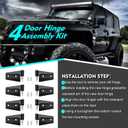 4 Door Hinge Assembly Kits Compatible with 2007-2018 Jeep Wrangler JK JKU Unlimited Rubicon Sahara, Fits Jeep Wrangler JK Inside and Outside, Jeep Wrangler JK Door Hinge 16PCS with 36 Bolts