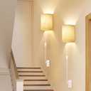 Plug in Wall Sconces Set of Two: Wall Lights with On/Off Switch - Stepless Color Temperature Wall Mount Lamps - Fabric Linen Wall Sconce for Bedroom Living Room & Hallway- Indoor Corded Wall Sconces