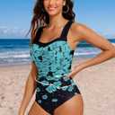 HUSKARY Womens One Piece Swimsuit Tummy Control Push Up Bathing Suits Ruched Full Coverage Slimming Swimwear (Black, S)