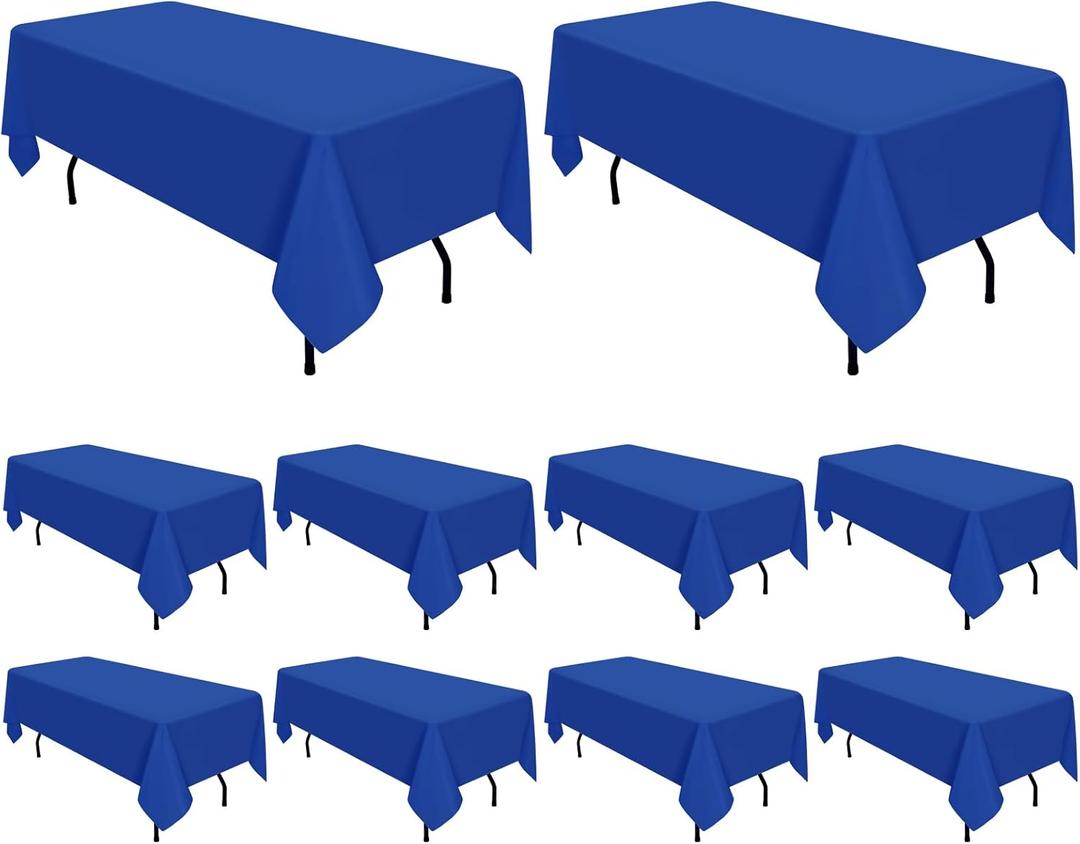 10 Pack Royal Blue Tablecloth 60 x 102 Inch Polyester Table Cloth for 6 Foot Rectangle Tables, Stain and Wrinkle Resistant Washable Table Cover for Kitchen Wedding Banquet Restaurant Party