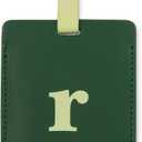 Kate Spade New York Leatherette Luggage Tag with Secure Strap, Colorful Suitcase Identifier for Travel, Monogram Bag Tag ID (R)