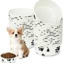 Disposable Pet Food Bowls, White Thickened Pet Bowls in Bulk, Cute Patterns, Suitable for Dry/Wet Food, Puppies, Kittens (100-PACK)