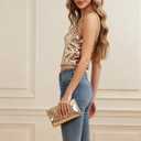 Miqieer Sequin Cami Top Square Neck Sparkly Tank Top Sleeveless Party Camisole Shirts (Champagne,XS) (XS)