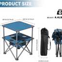 Folding Camping Table, Portable Outdoor Picnic Table, Lightweight Square Camp Table with Built-in 4 Cup Holders Food Basket and Travel Bag for Barbeque Beach Camping and Tailgate Blue, 18.9'' * 18.9'' * 23.6''