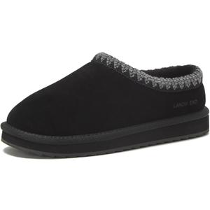 Lands' End Hearth Warm Fuzzy Slip On Slippers for Women, Indoor Outdoor Comfortable Suede Womens Slippers Size 6 to 11, Brown or Black (8)