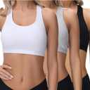 wirarpa Women's Bralette Cotton Racerback T-Back Bralettes Crop Top No Padding Light Support 3 Pack (X-Large, Black/Grey/White)