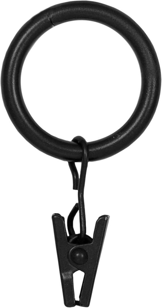 Kenney Window Curtain Clip Rings, Set of 14, Black (For 5/8" or 3/4" Diameter Rods)