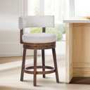 COLAMY Swivel Bar Stool, 25 Inch Wood Swivel Barstool with Back, Counter Height Bar Stools, Modern Upholstered Barstool for Kitchen Island Dining Room Bar, Beige