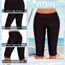 Urchics Womens Plus Size Rash Guard Capris Long Swim Shorts Tankini Bottom Sporty 5XL, Black