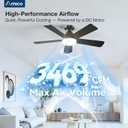 Amico 42 inch Smart Ceiling Fans with Lights, Small Low Profile Ceiling Fan, Remote/Alexa Voice Control, Flush Mount, Reversible DC Motor, 5 Blades, 6 Speeds, 3CCT, Dimmable, Noiseless, Bedroom, Black