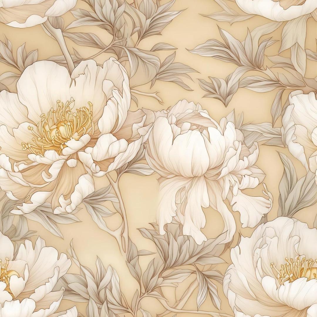 Peony Boho Floral Wallpaper Self Adhesive Garden Large Flower Contact Paper Beige and Orange Flower Wallpaper Wall Paper for Kitchen Cabinet Renter Friendly17.71 X118.11 Covering 14.5sq.ft (Yellow)