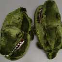 Adult Unisex Winter Warm Plush Animal Slippers,Soft Cozy Animal Styling Design Short Flannel Home Shoes,Animal Shaped Plush Booties,Carpet Slippers,Non-Slip Bedroom Shoes (9-12 Wide Women/9-12 Wide Men, Crocodile)