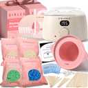 Premium Digital Waxing Kit for Women and Men, Wax Warmer Hair Removal at Home with Wax Beads & Silicone Pot, Target Different Types of Sensitive Skin Brazilian Bikini, Facial, Leg, Full body (Cream)