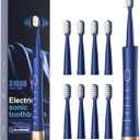 IPX7 Waterproof Sonicare Electric Toothbrush, 2-Hour Fast Charge with Intelligent Time Reminder, 5 Modes, 8 Brush Heads, Travel, Indoor, Outdoor, Blue