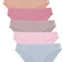 FINETOO 6 Pack Women’s Seamless Hipster Underwear No Show Panties Invisibles Briefs Soft Stretch Bikini Underwears (XS)  (Solid 2)