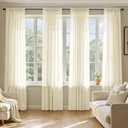 MIULEE Light Cream Sheer Curtains 90 Inches Long, 4 Panels Set, Light Filtering Rod Pocket Voile Drapes for Living Room and Bedroom, Airy Soft Fabric Window Treatments, 42 x 90 Inches