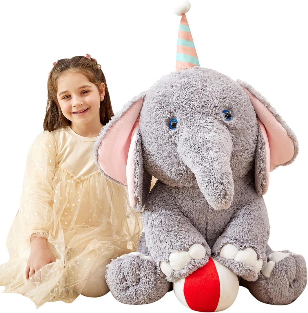 IKASA Giant Elephant Stuffed Animal Plush Toy, 31" Large Big Jumbo Soft Plushie Toys for Kids Girls Boys Girlfriend
