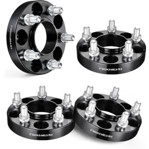 EVIL ENERGY 5x4.5 Wheel Spacers 1 inch Compatible with Ford Mustang 2015-2024, 5x114.3 mm Hubcentric with Lip 5 Lugs 70.5 mm Hub Bore M14x1.5 Studs Black