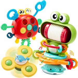 JOYIN Musical Baby Toys - Suction Cups High Chair Toys - Spinner Teether - Keep Infant Teether from Falling - Montessori Sensory Present for Toddlers - Birthday Gifts for Baby 18 Months
