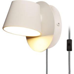 Modern White Plug in Wall Lamps with Warm 2700k Lighting 350 Rotary Lights Adjustable Head Spotlights for Bedside Headboard Lamps with Switch in Cord Mounted Fixture for Living Room Corner, Hallway (Black led rotation wall light)