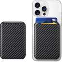 Leather Magnetic Phone Wallet - Mag Wallet RFID, 3 Card Holder For iPhone 12/13/14/15/16 Series, Carbon Fiber Black