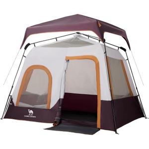 Camping Tents 6 Person Pop Up - Sets Up in 60s for Family Camping, Windproof Design, Family Cabin Tent with Rainfly & Backpack Carry Bag
