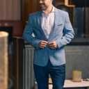 COOFANDY Mens Dress Pants Expandable Waist Wrinkle Free Suit Pants Flat Front Casual Dress Slacks (Blue)
