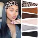 Wide Headbands for Women Trendy Women's Hair Bands Non Slip Yoga Workout Head Bands for Everyday Fashion Hair Accessories Band 6 Pack (Set F-6Pcs Leopard,Brown,Coffee,Beige,Light Gray,Black)