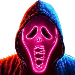 Ghost Face Mask,Halloween Screm Mask LED Scary Skull Mask Horror Full Head Masque Decorations Costume Creepy Cosplay