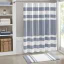 Madison Park Spa Waffle Shower Curtain Pieced Fabric with 3M Scotchgard Moisture Management, Premium Spa Quality Modern Shower Curtains for Bathroom, Standard 72x72, Indigo Blue