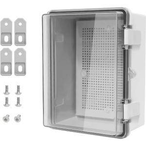 ABS Plastic Dustproof Waterproof IP65 Junction Box Hinged Shell Universal Electrical Project Enclosure Gray, with PC Transparent Clear Cover 8.7 x 6.7 x 4.3inch(220 x170 x110mm)