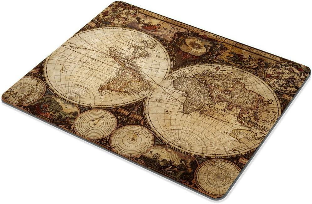 World Map Mouse Pad, Image Of Old Map, Nostalgic Style Art Historical Atlas Mouse Mat, Brown Beige