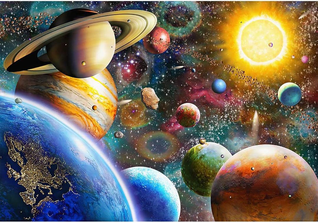 2x Nattork Jigsaw Puzzle 500 Pieces for Adults Youth Family Space Traveler Solar System Puzzle Pieces Fit Together Perfectly