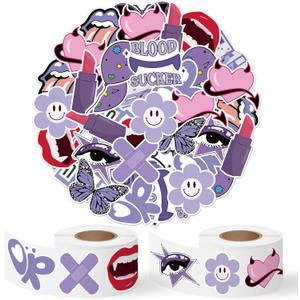 1000Pcs Purple Butterfly Stickers, Popular Singer Vinyl Roll Sticker Self-Adhesive Lyrics Decals for Tumbler Laptop Scrapbook Card Journal, Music Themed Gift for Fans Lovers Friends, Pack of 2