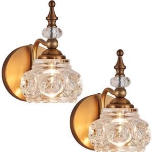 2-Pack 4.7 inch Wall Sconces Brass Bathroom Wall Light Fixtures, Spray Painting Process Modern Durable Vanity Lights for Bathroom Bedroom Living Room
