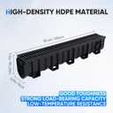Trench Drain System, Channel Drain with Plastic Grate, 5.9x7.5-Inch HDPE Drainage Trench, Black Plastic Garage and Garden Drain, 4x39 Trench Drain Grate, with 4 End Caps-4 Pack
