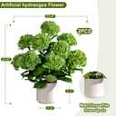 2 Set Outdoor Artificial Hydrangea Flowers 28 inch Large Faux Hydrangea Brush with UV Resistant Design Potted Plant for Front Porch Garden Patio Decor (Green)
