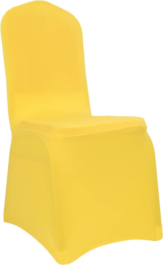 Dimatic 20 PCS Yellow Spandex Chair Covers Dining Room Stretch Chair Covers Protector for Living Room Banquet Wedding Party Dining Decoration (Yellow)